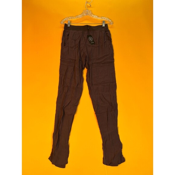 Vertigo Ruched Ankle Pants Womens XS Belgium Truffle Brown Elastic Waist NWT - Picture 3 of 9